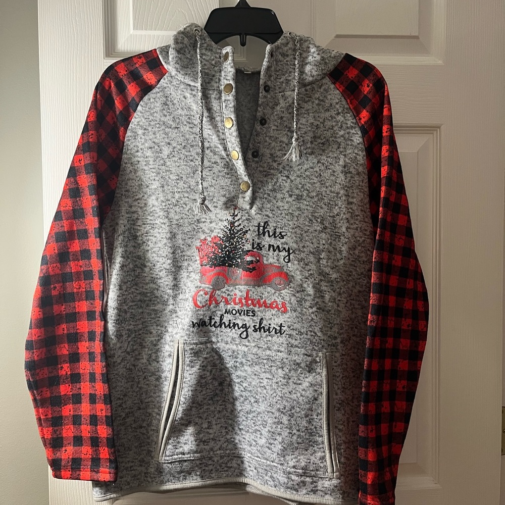 Buffalo plaid Christmas hoodie